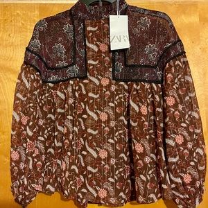 Zara Metallic Floral Top